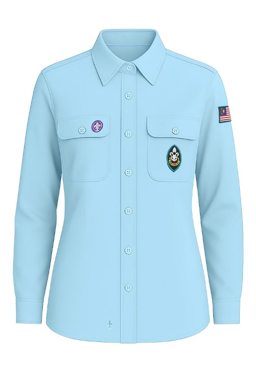 Kemeja Pengakap Perdana Perempuan Muda/Remaja+ 3 Lencana Basic