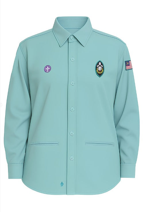 Kemeja Pengakap Perdana Perempuan Kelana/Pemimpin + 3 Lencana Basic